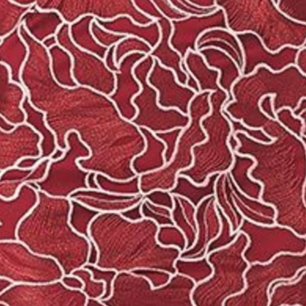 JS COLLECTION Illusion Boat Neck Short Sleeve Embroidered Lace Gown in Scarlet - Picture 4 of 5